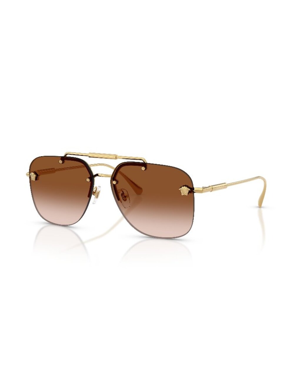 New Versace Women's Sunglasses Gold Brown Lens Metal Frame VE2296 100213 60